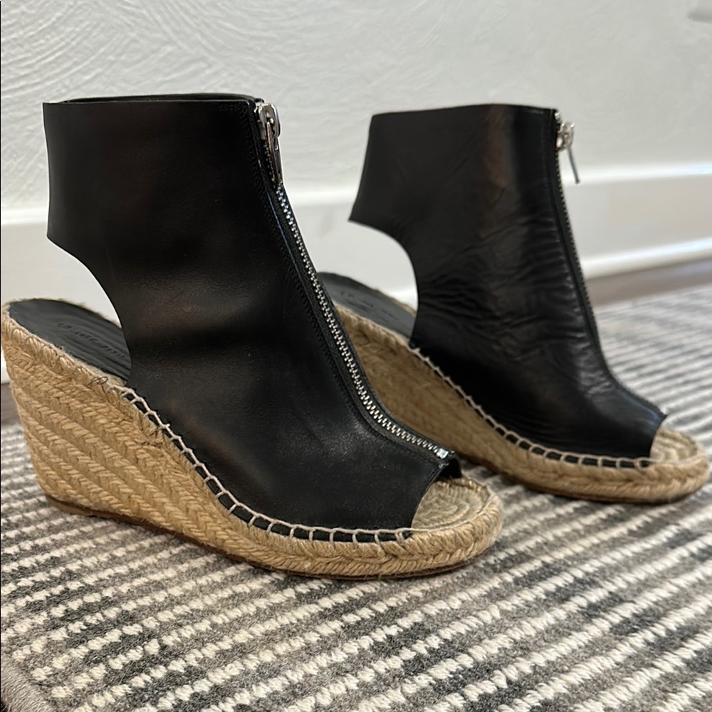 Celine Black Wedge Espadrille Sandals. Size 36.